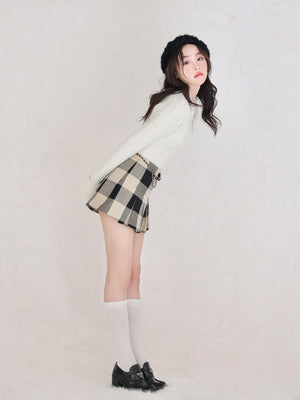 【SALE】Check box pleats skirt(eme10380)