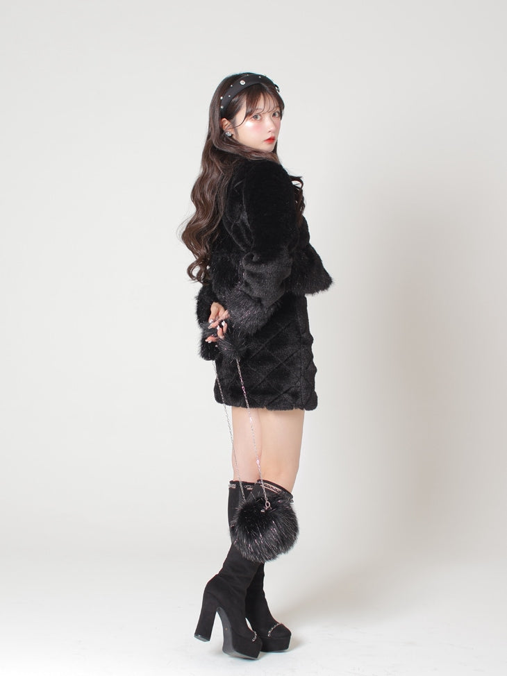 Shine bijou fake far jacket(eme10357)