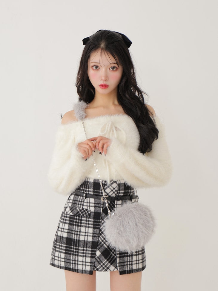 2way fake fur round bag(eme10472)