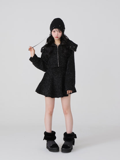 Big collar boa jacket(eme10377)