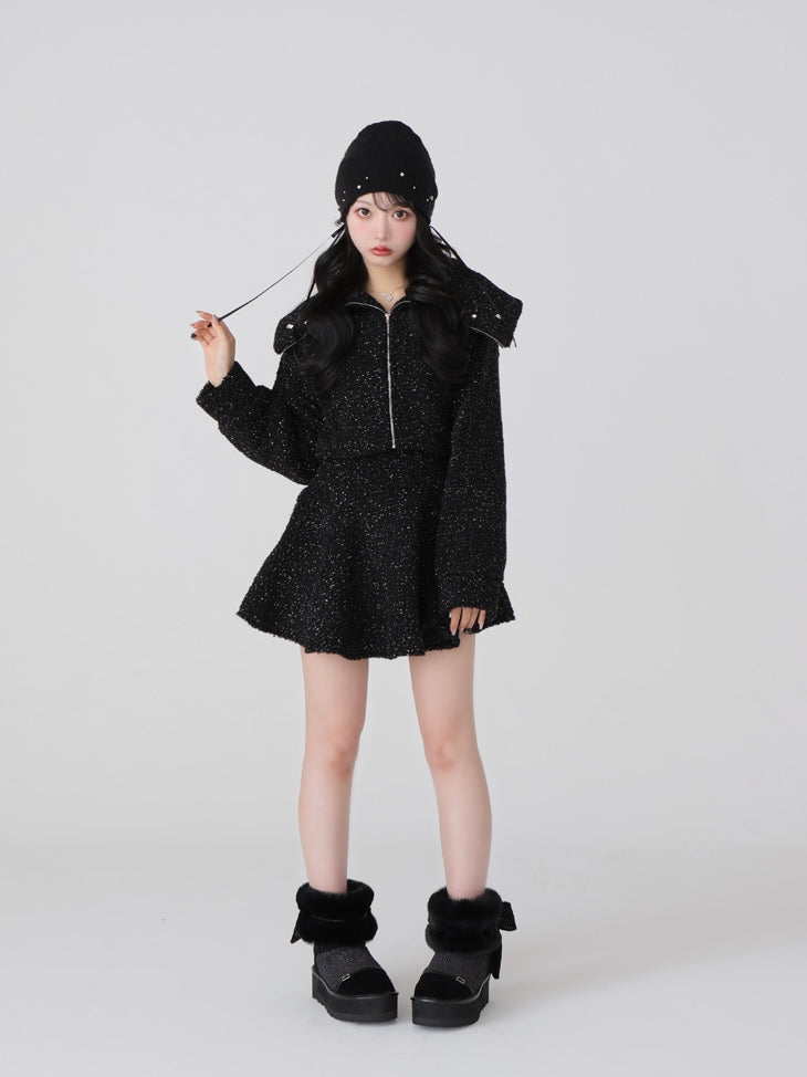 Big collar boa jacket(eme10377)