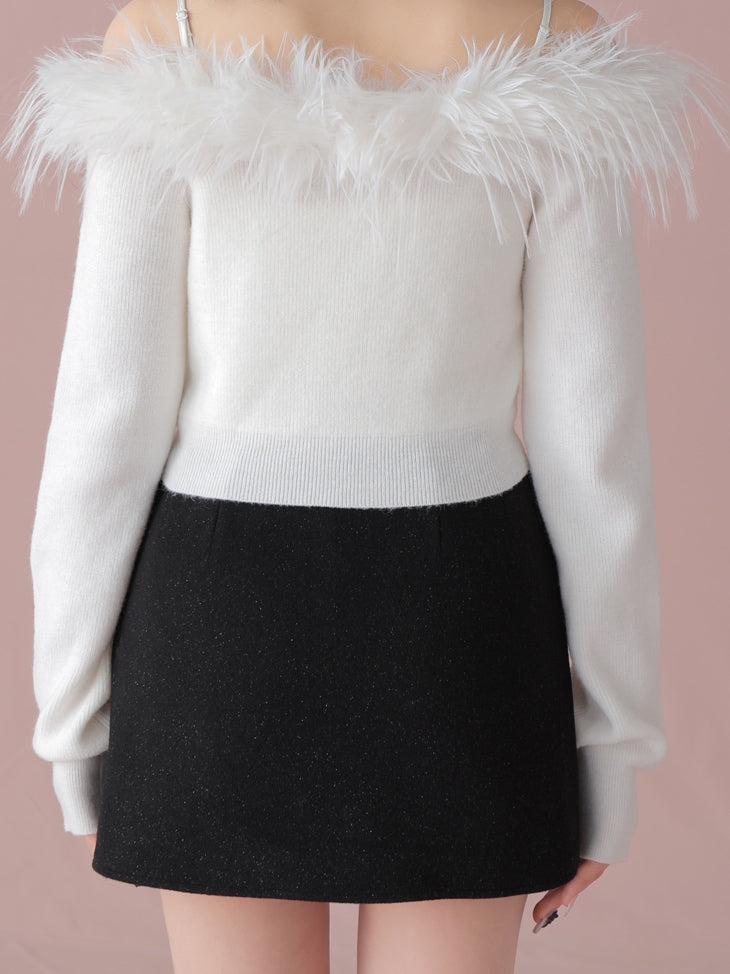 Feather ensemble knit tops(eme10366)