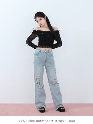 モデル：160cm（着用サイズ：M／着用カラー：Blue）