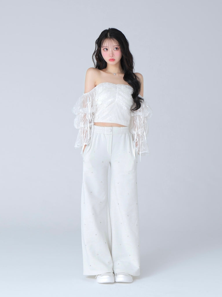 Candy sleeve lace tops(eme10708)