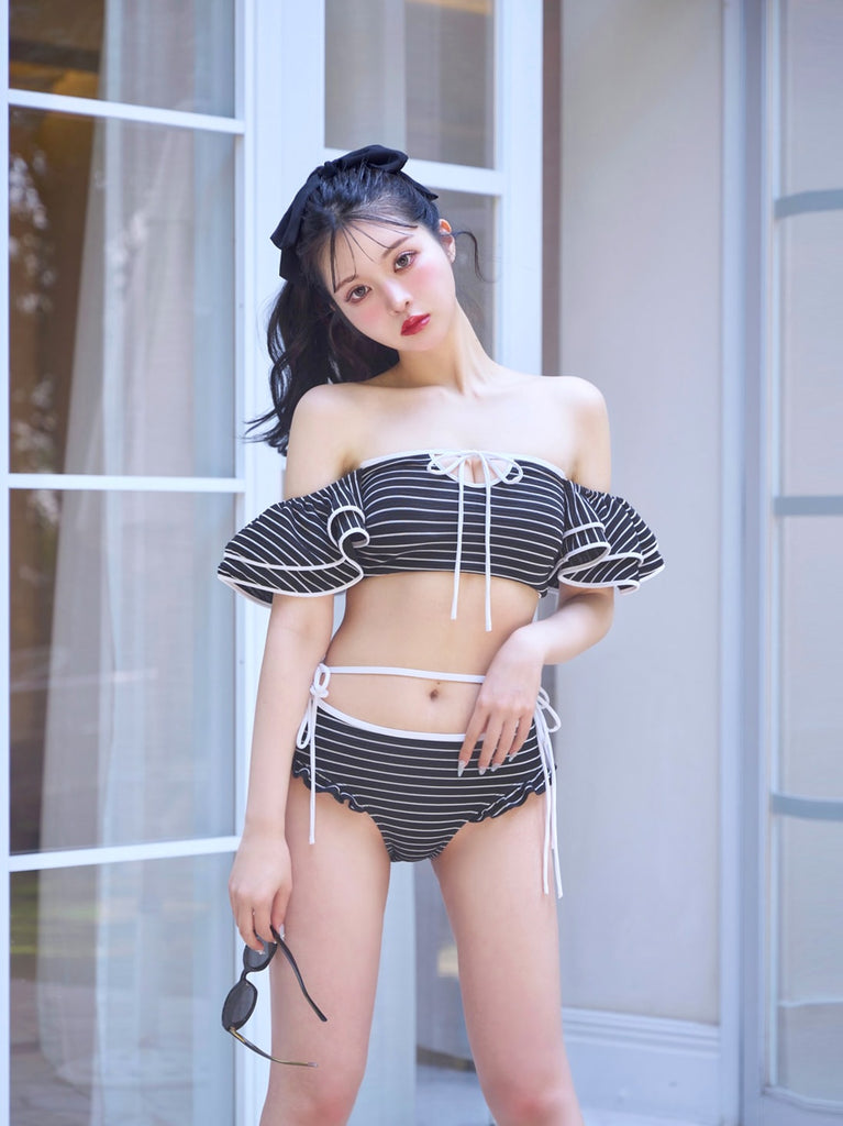 Ribbon frill border swimwear(eme10473)
