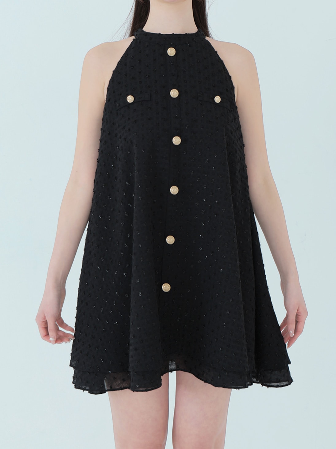 Helter neck ribbon mini onepiece(eme10537)