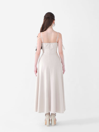 Side lace smooth ribbon onepiece(eme10394)
