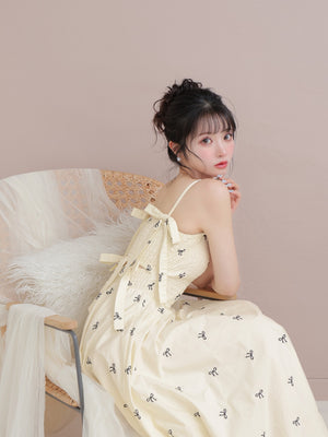 Ribbon embroidery shirring one piece(eme10391)