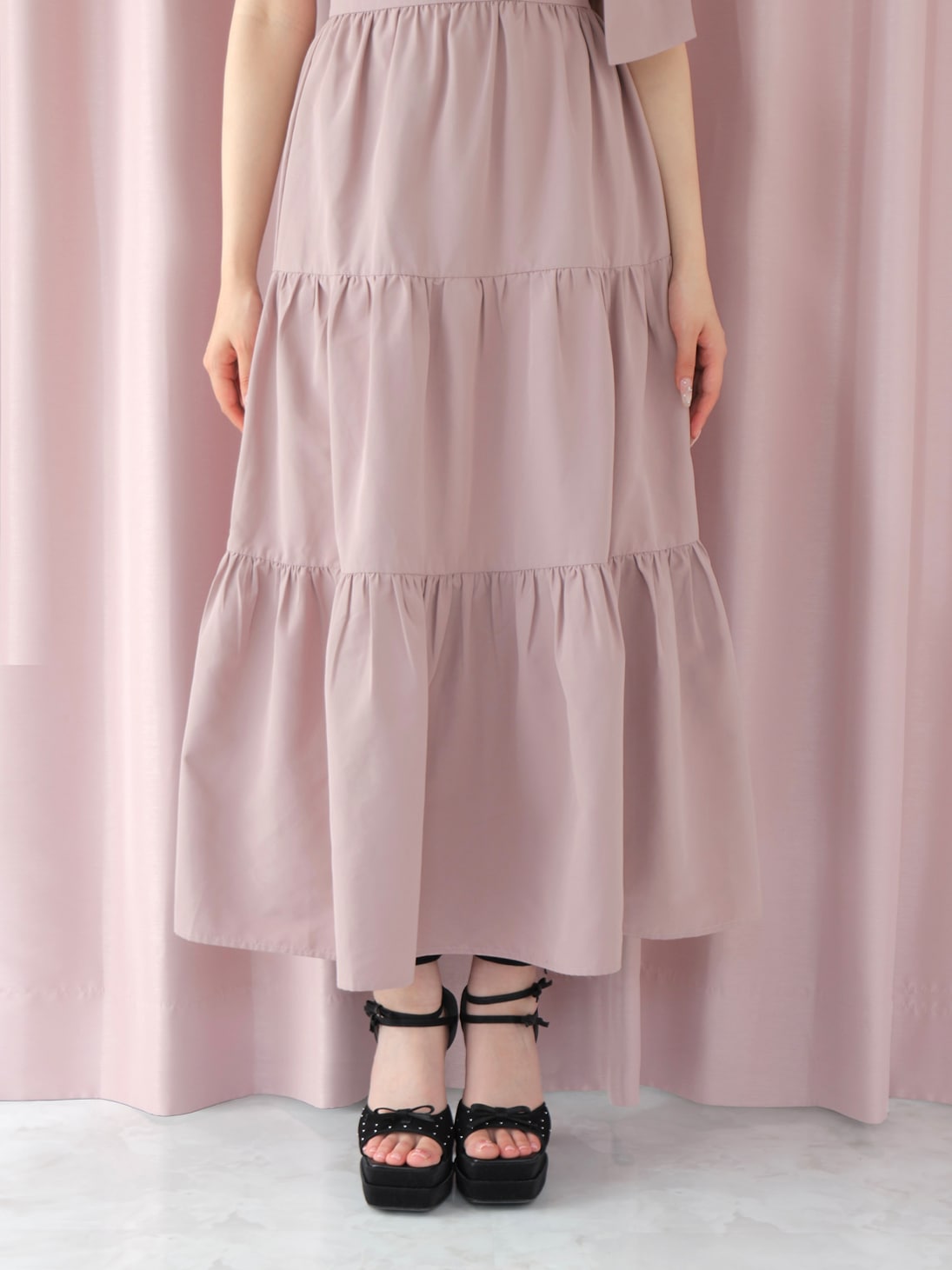 One shoulder ribbon flare onepiece(eme10543) – M me eme
