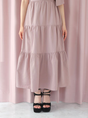 One shoulder ribbon flare onepiece(eme10543)