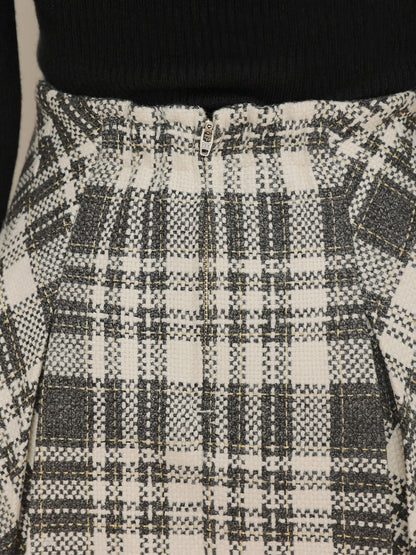 Bijou check flare mini skirt(eme10368)