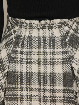 Bijou check flare mini skirt(eme10368)