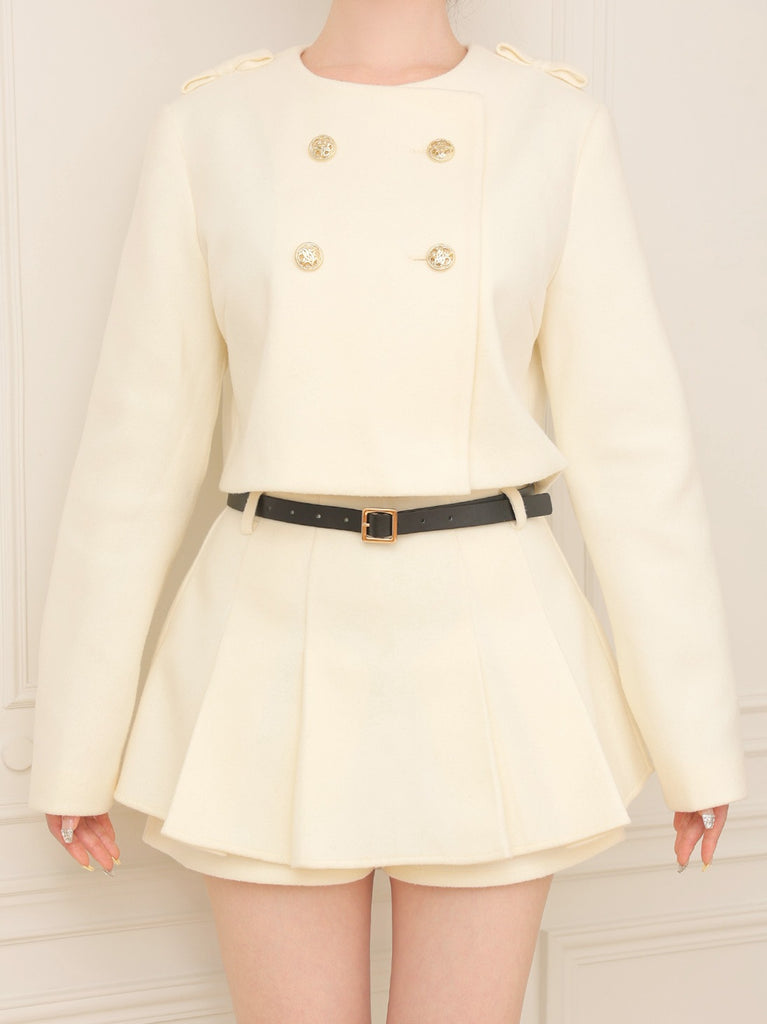 Melton belt mini skirt(eme10499)