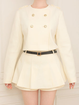 Melton belt mini skirt(eme10499)