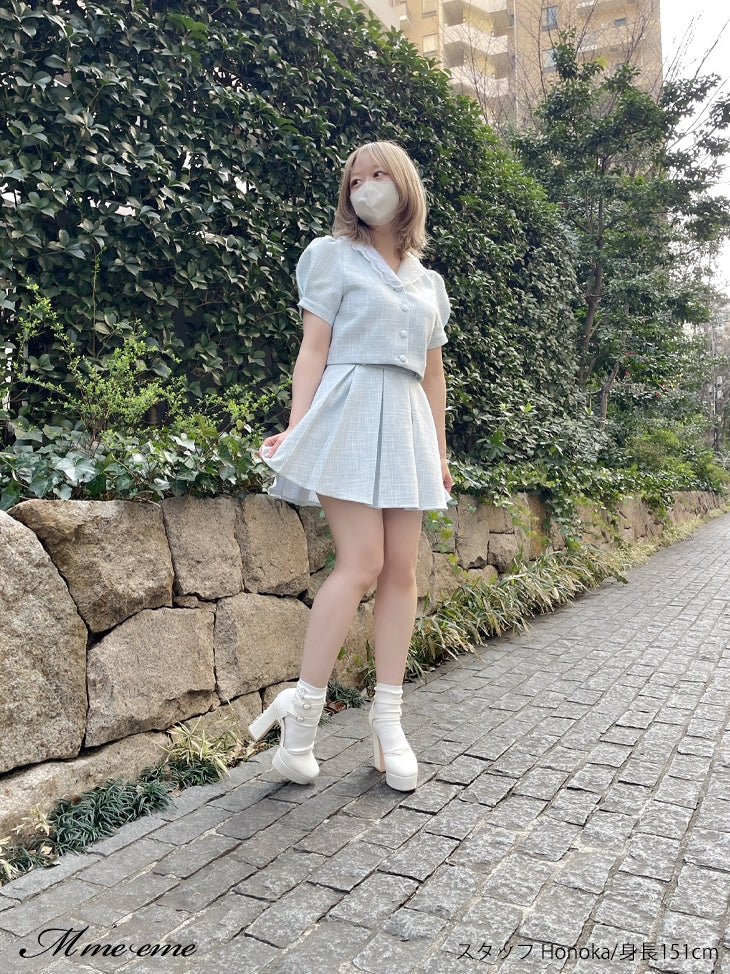 【SALE】Tweed pleated skirt (eme10414)