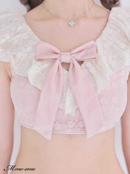 【SALE】Ribbon × glitter lace swimwear (eme10408)