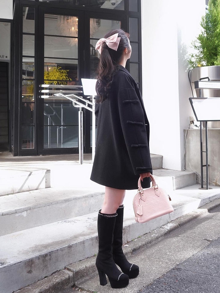 【SALE】Cut design chain long boots (eme10328)