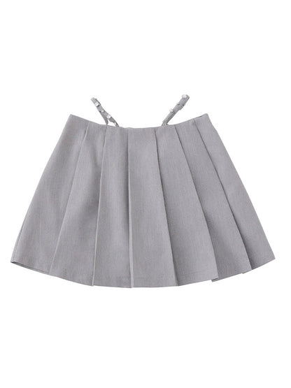 【SALE】Waist bijou pleated skirt (eme10432)