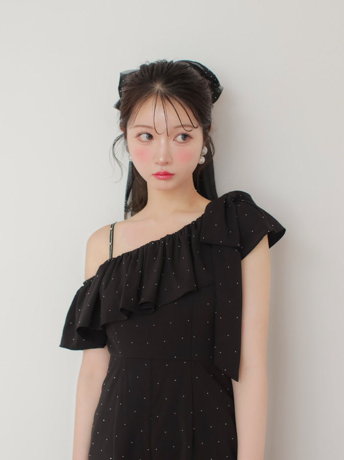 One shoulder ruffle all in one (eme10443)