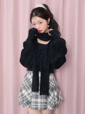 Scarf like shaggy knit tops (eme10372)