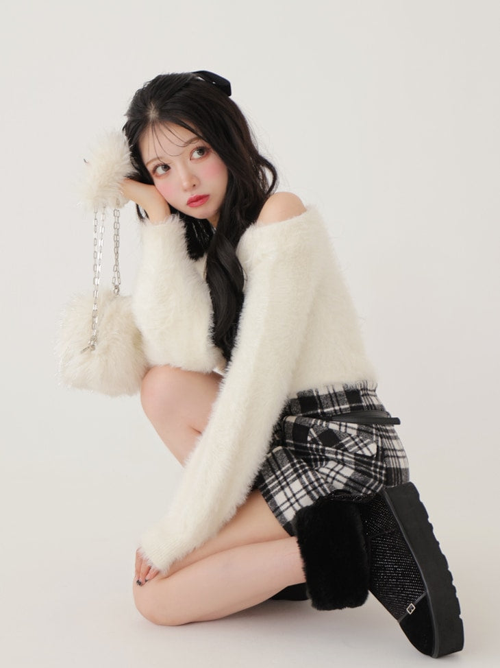 2way fake fur round bag(eme10472)
