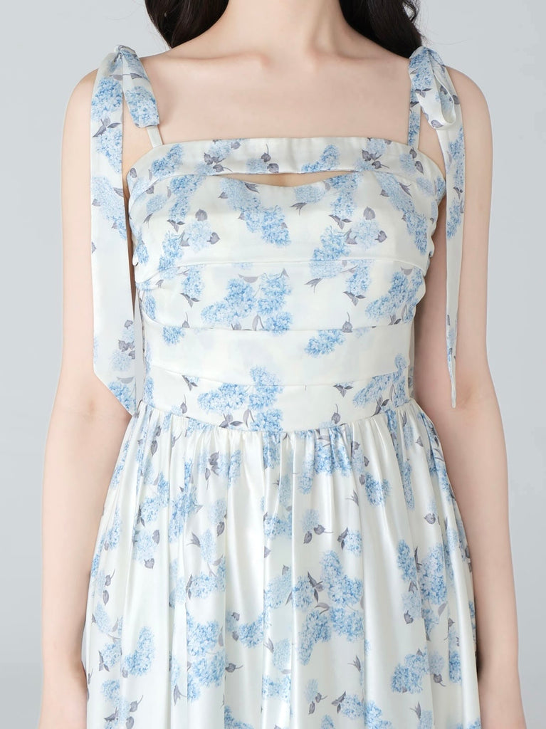 Flower ribbon flare long onepiece(eme10396)