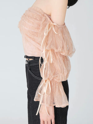 Candy sleeve lace tops(eme10708)