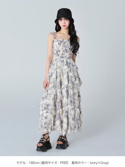 Spiral frill flower long onepiece(eme10540)