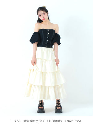 denim docking tiered one piece(eme10389)