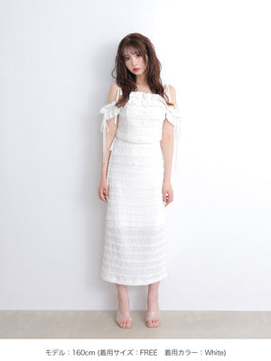 Off shoulder shirring race setup(eme10484)