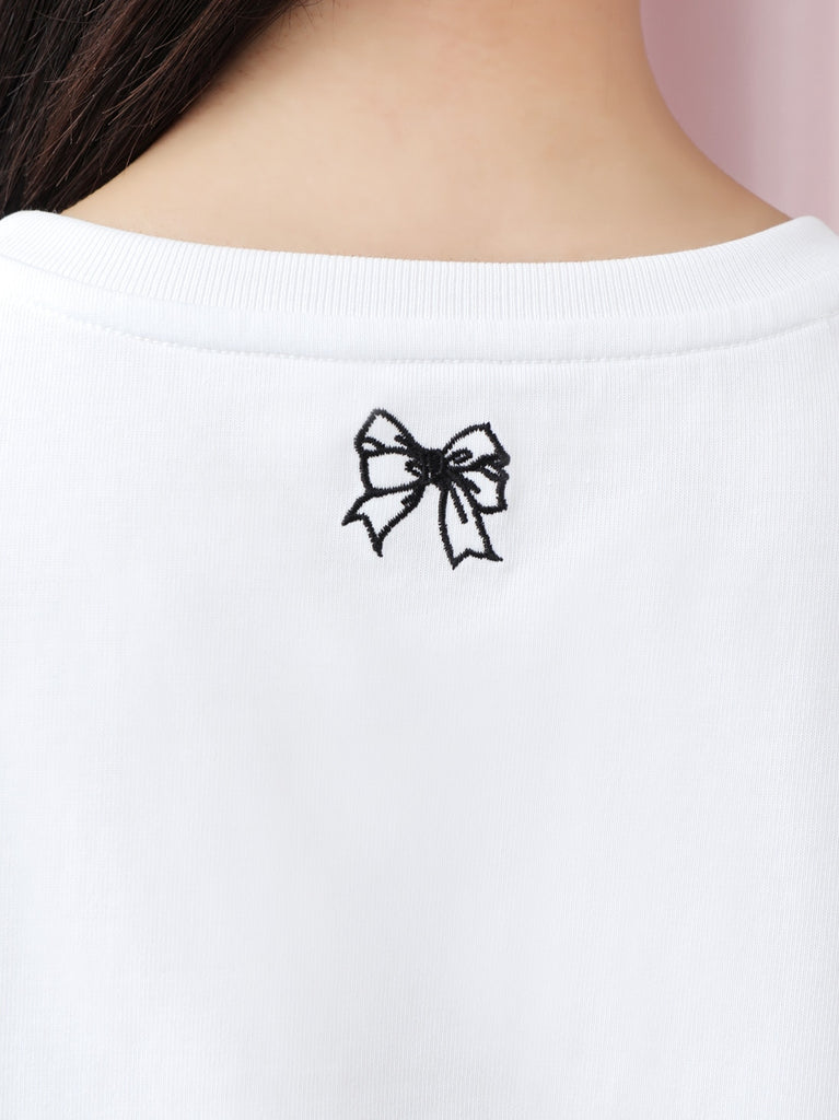 Ribbon sweet logo t-shirt(eme10709)