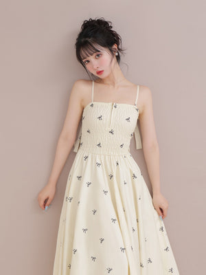 Ribbon embroidery shirring one piece(eme10391)