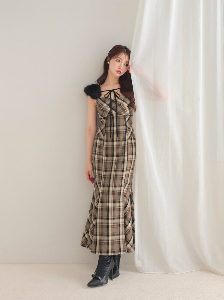 Fur sleeve mermaid onepiece(eme10718)