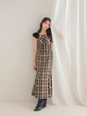 Fur sleeve mermaid onepiece(eme10718)