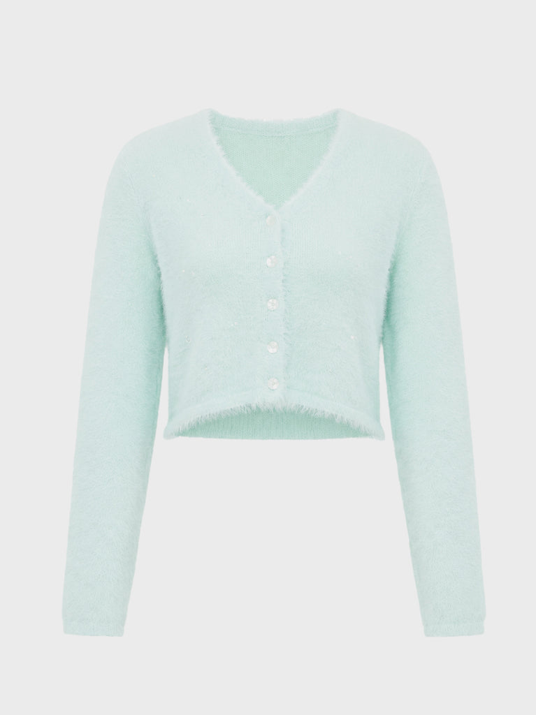 【SALE】【70％OFF】Sequin shaggy knit cardigan(eme10213)