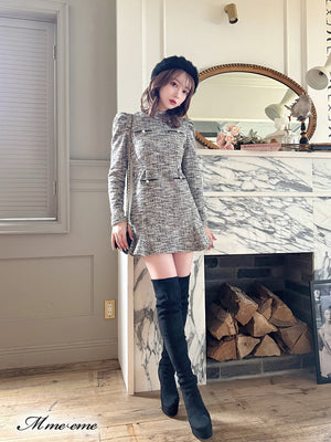 【SALE】Pearl heel knee high boots (eme10280)