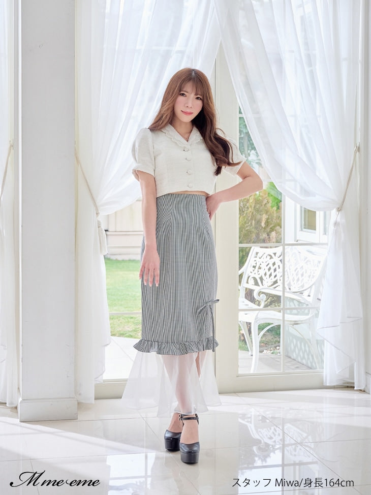 【SALE】Lace collar tweed jacket (eme10404)