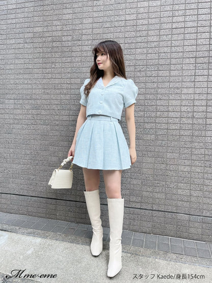 【SALE】Tweed pleated skirt (eme10414)