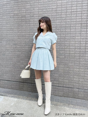【SALE】Tweed pleated skirt (eme10414)