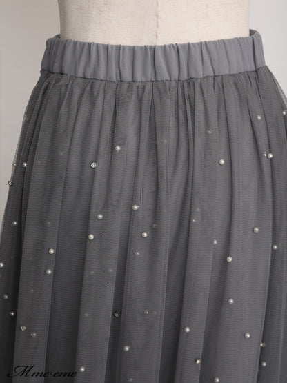 【SALE】Bijou tulle long skirt (eme10420)