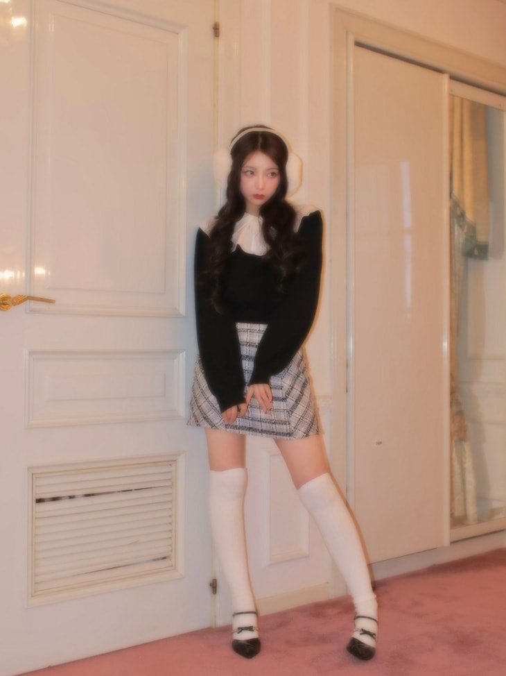 【SALE】Lame tweed trapezoidal skirt (eme10507)