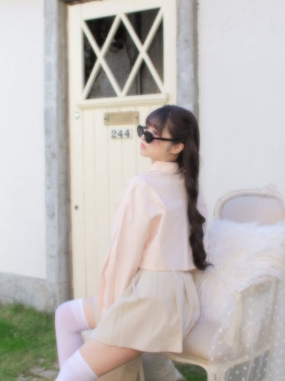 【SALE】Sheer bijou cropped shirt (eme10430)