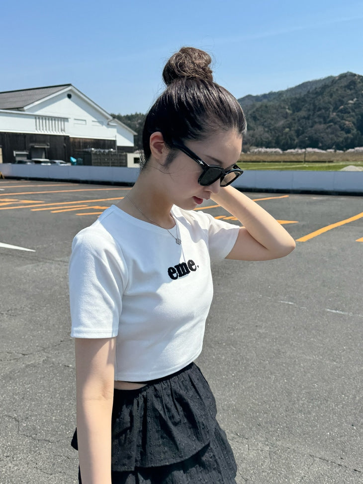 【SALE】Cotton lace tiered long skirt (eme10438)