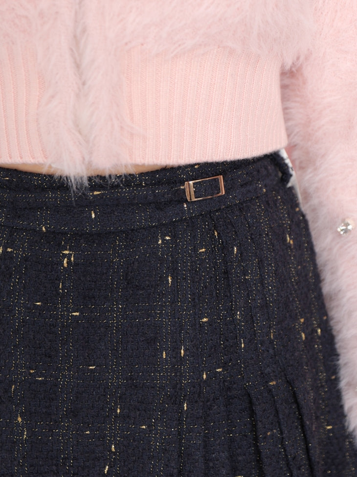 Belt design pleats mini skirt(eme10362)