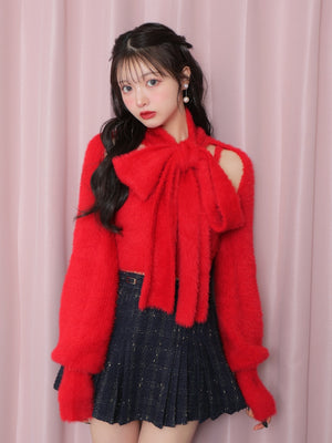 Scarf like shaggy knit tops (eme10372)