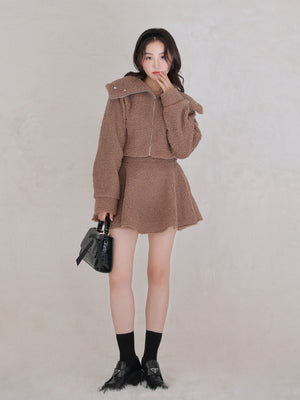 Big collar boa jacket(eme10377)