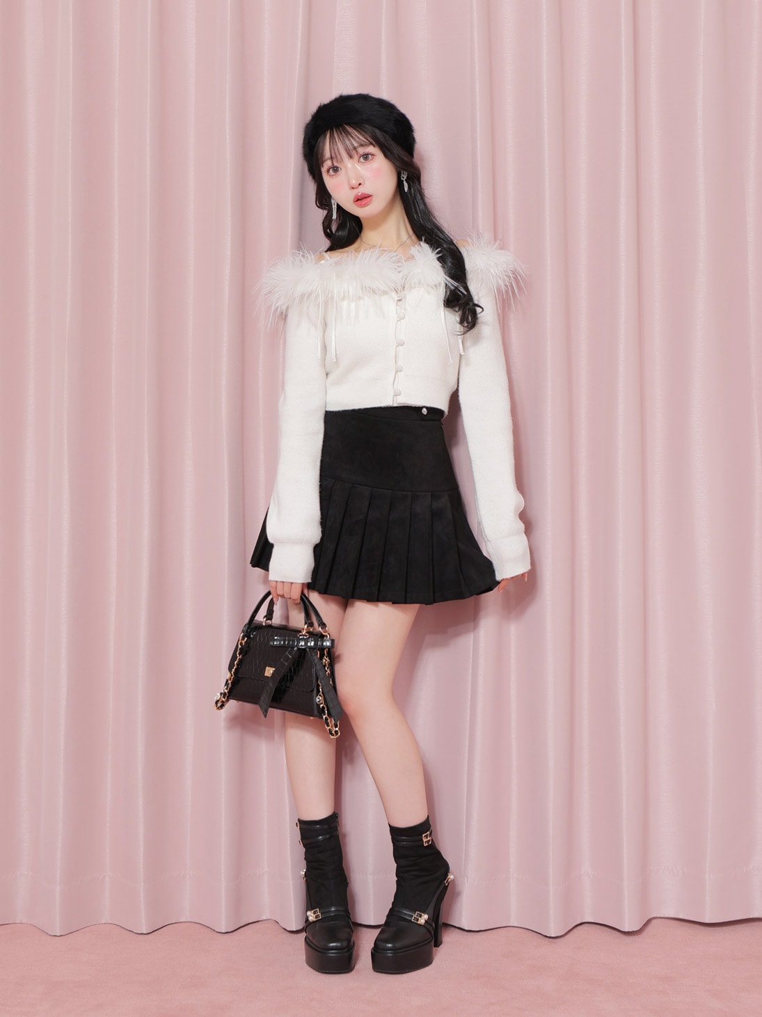 Feather ensemble knit tops(eme10366)