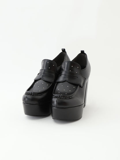 Studs leather loafer(eme10606)