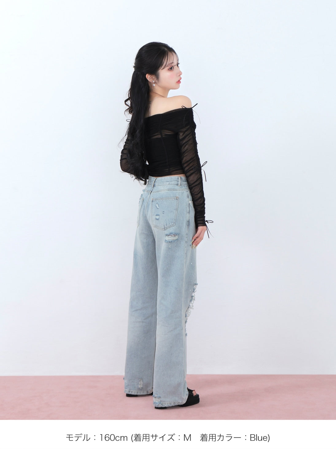 Side ribbon straight denim(eme10390) – M me eme