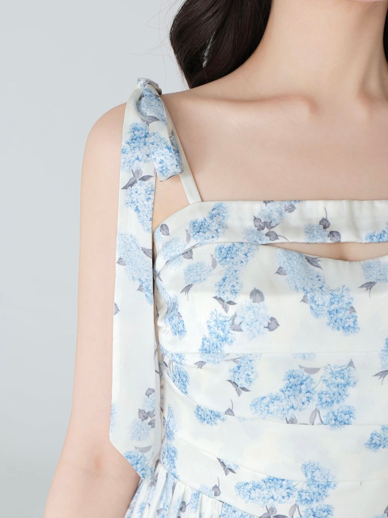 Flower ribbon flare long onepiece(eme10396)